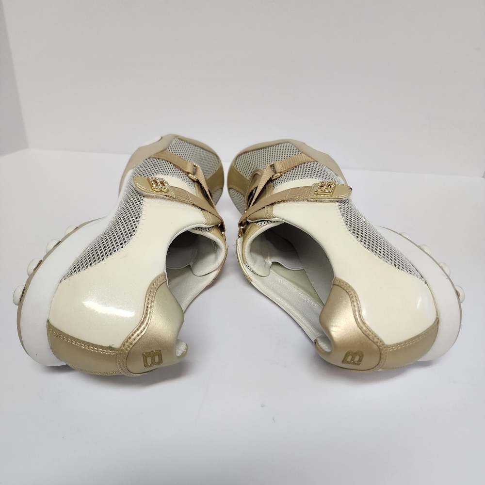 Bebe Sports Women's Metallic Gold and White Sporty Stylish Sneakers Size 8.5 - Picture 5 of 8